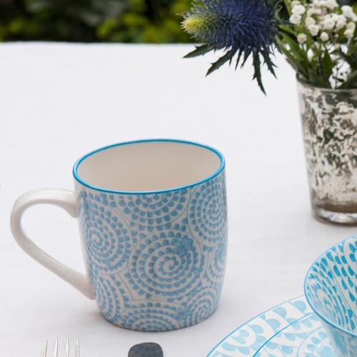 Japanese mug with blue swirls
