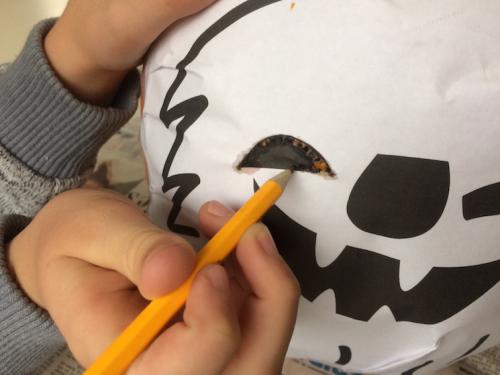 cut out the areas you need to remove from the pumpkin