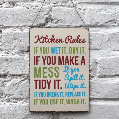 Kitchen rules sign