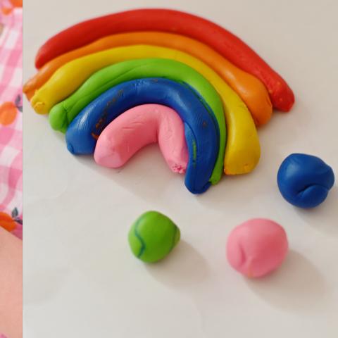 Modelling clay in the shape of a rainbow