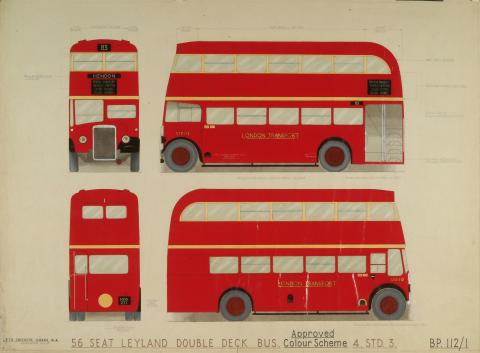 An archive design of the red Routemaster bus