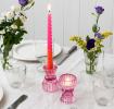 Double Ended Pink Glass Candle Holder