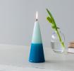 Small two-colour cone candle - Dark blue-mint green