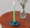 Enamel flat flower candle holder - Blue