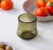 Hand blown bubble glass tumbler - Olive green