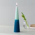 Tall two-colour cone candle - Dark blue-mint green