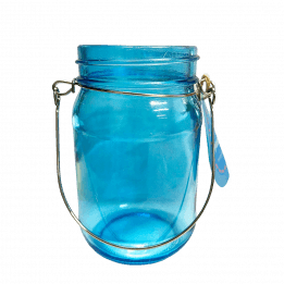 Blue Jam Jar Tealight Holder