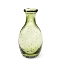 Hand blown bubble glass vase - Olive green