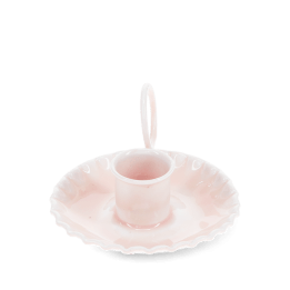 Enamel chamberstick candle holder - Pink