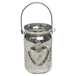 Silvered Jam Jar Tealight Holder