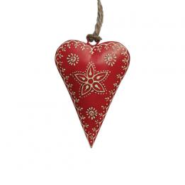 Red Rustic Flower Heart