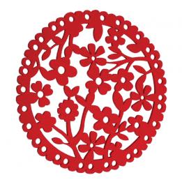 Small Red Felt Floral Round Placemat