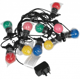 String Of 10 Multicoloured Festoon Lights British Standard 3 Pin Plug