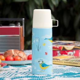 Blue Tit Design Flask And Cup