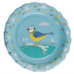 Set Of 8 Blue Tit Design Tea Party Plates