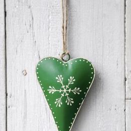 Green Rustic Snowflake Heart