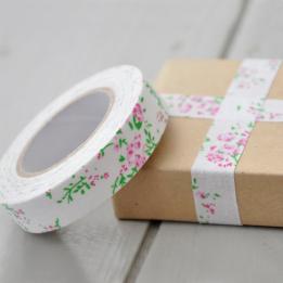 Pink Floral Fabric Sticky Gift Tape