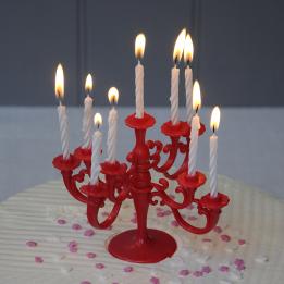 Celebration Cake Red Candelabra With Candles