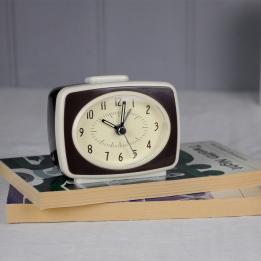 Retro Tv Style Brown Alarm Clock
