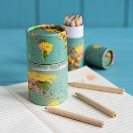 Set Of 36 World Map Colouring Pencils