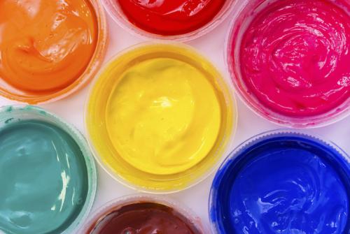 coloured paint pots