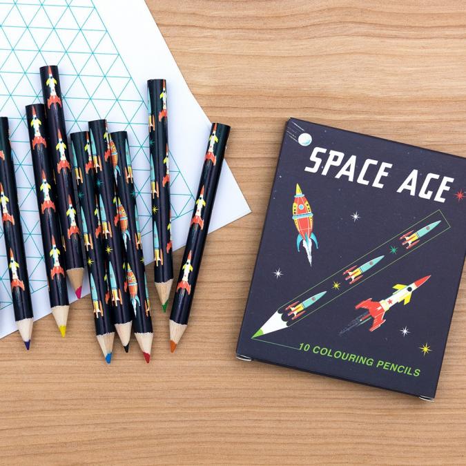 space age colouring pencils set 10
