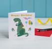 Green Dinosaur Birthday Card