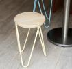 Ivory Fifties Style Wooden Stool