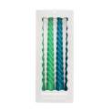 Twisted candles (pack of 4) - Green and blue
