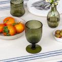 Stemmed Hand blown bubble glass - Olive green