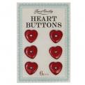 Pack Of 6 Red Heart Buttons