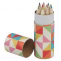 Set Of 12 Colouring Pencils Multicolour Geometric Design