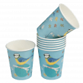 Set Of 8 Blue Tit Design Tea Party Cups