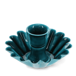 Enamel cupped flower candle holder - Blue