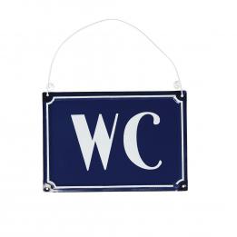 French Blue Metal Wc Sign