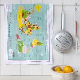 World Map Cotton Tea Towel In Gift Box