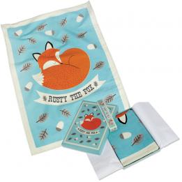 Rusty The Fox Cotton Tea Towel In Gift Box