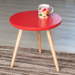 Fifties Red Round Wooden Coffee Table
