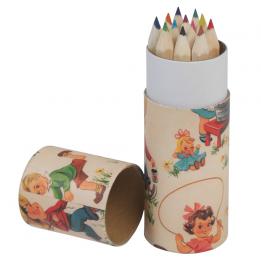 Set Of 12 Colouring Pencils Vintage Kids Design