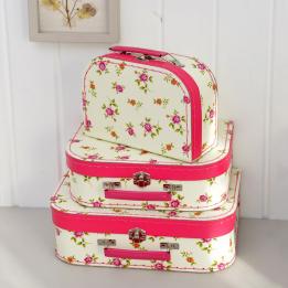 Set Of 3 Rose Mini Suitcases