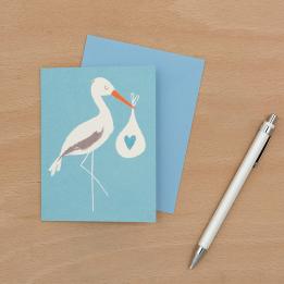 Blue Baby Bundle Stork Card