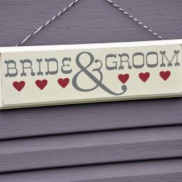 Romantic Wooden Sign Bride & Groom