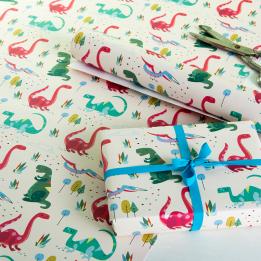 Green Dinosaur Wrapping Paper (5 Sheets)