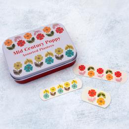 Mid Century Poppy Plasters In Tin