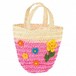 Pink Woven Flower Basket