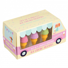 Scented Ice Cream Shaped Erasers (set Of 6)
