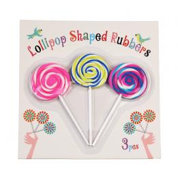 Set Of 3 Lollipop Shaped Rubbers