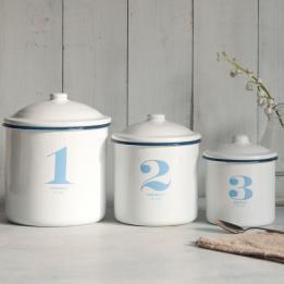 Set Of 3 Stacking Enamel Storage Containers